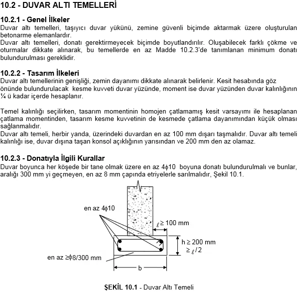duvar altı temelleri ts 500