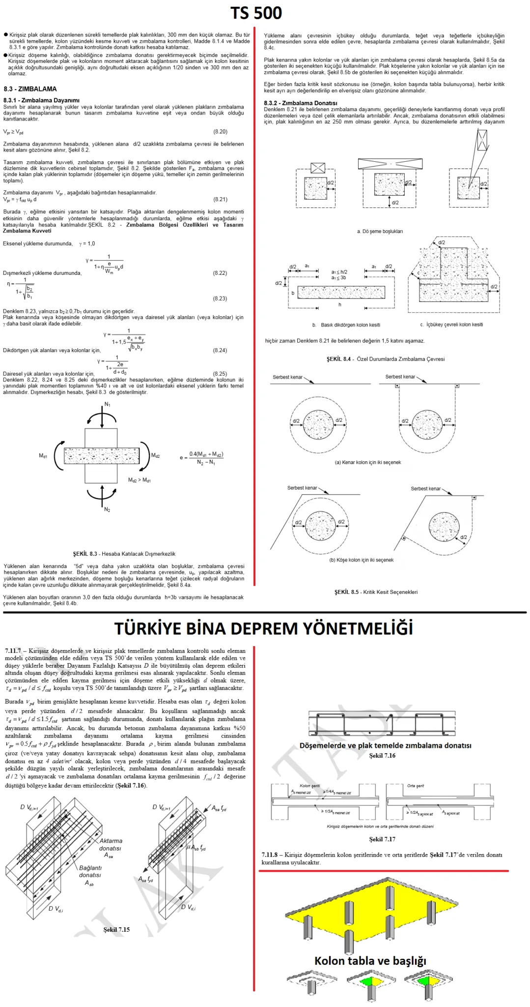 ts500 ve tbdy zımbalama ile ilgili inceleme
