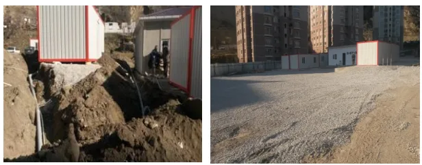 Mobilizasyon sürecinde şantiye tesisat çalışmaları ve saha düzenlemesi