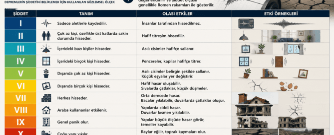 Mercalli Şiddet Ölçeği (MM), depremin insanlar, yapılar ve çevre üzerindeki etkilerini gözlemsel olarak değerlendirerek deprem şiddetini belirlemek için kullanılan en yaygın ölçeklerden biridir.