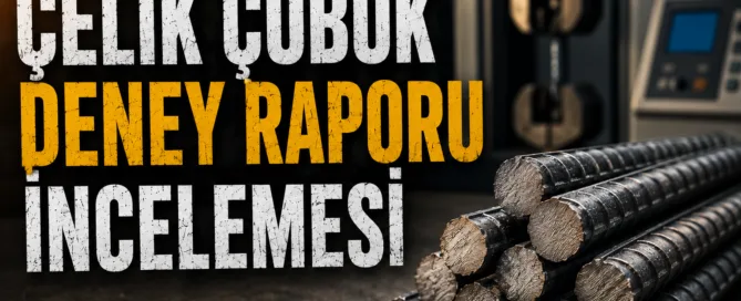 Çelik çubuk deney raporu; akma dayanımı, çekme dayanımı, anma kütlesi ve diğer mekanik özelliklerin TS 708'e uygunluğunu değerlendirmek için kullanılır.