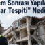 Deprem sonrası bir binayı inceleyen mühendis