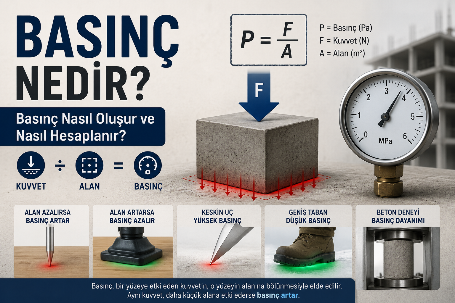 basınç nedir, nasıl oluşur, nasıl hesaplanır