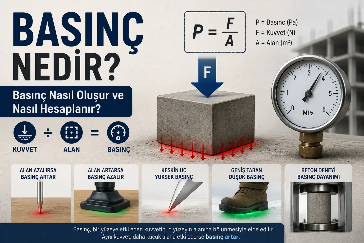basınç nedir, nasıl oluşur, nasıl hesaplanır