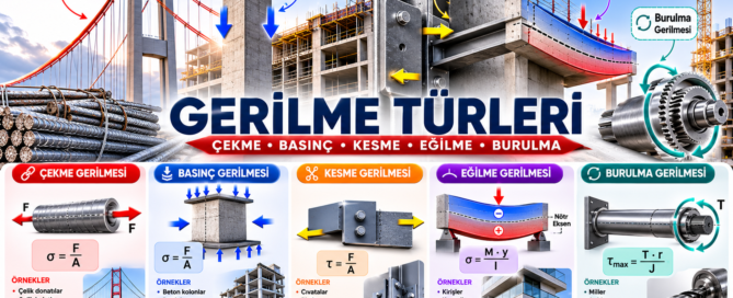 Gerilme Türleri, çekme, basınç, kesme, eğilme, burulma