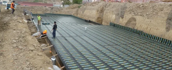 Bitümlü membran ile tamamlanmış temel bohçalaması uygulaması